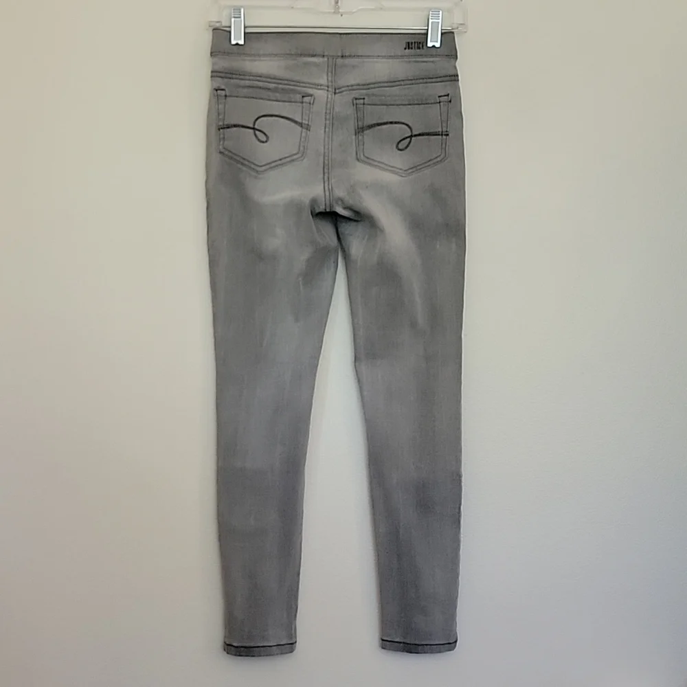 Justice Gray Faded Slim Mid Rise Leggings Jeans 12